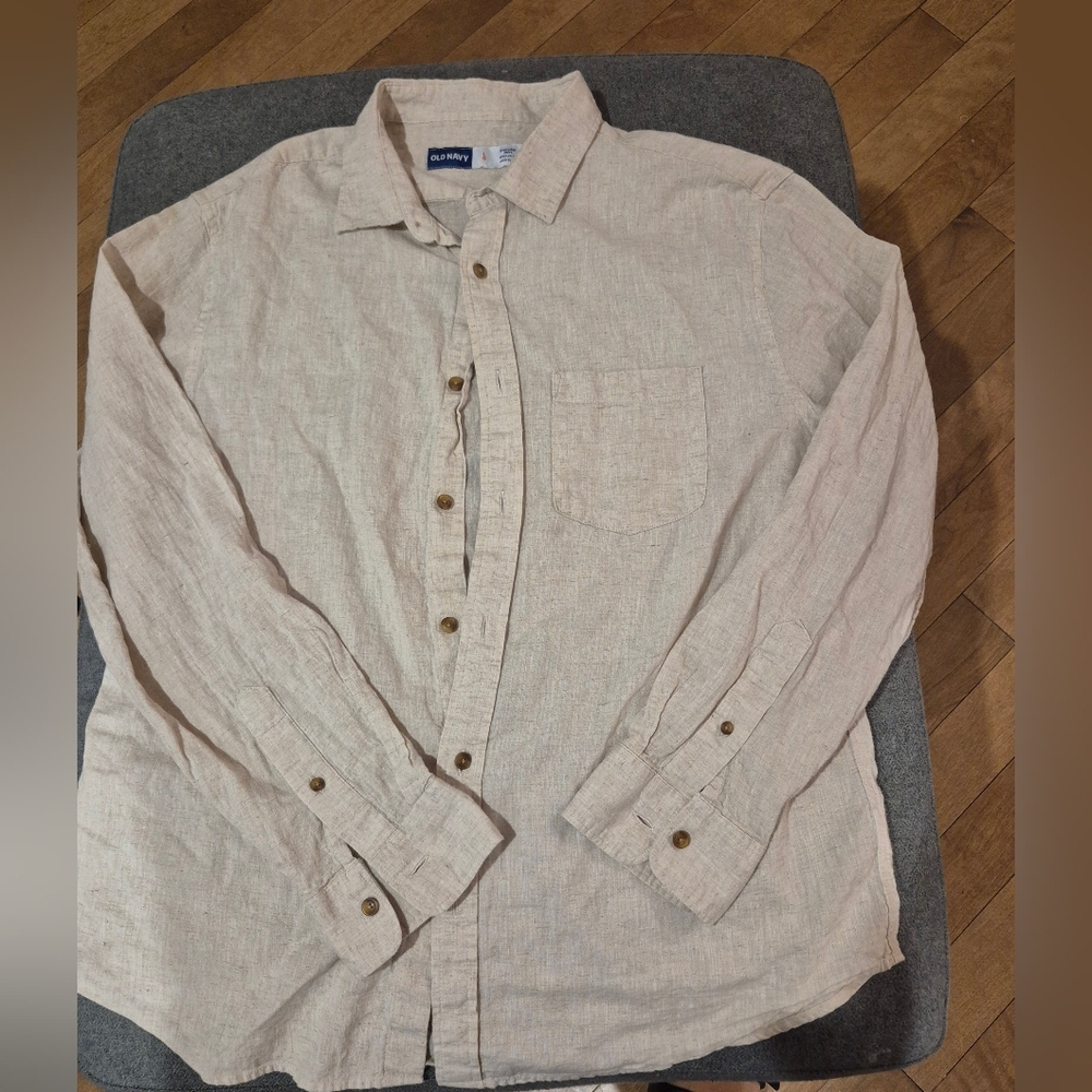 Old Navy Men's Casual Button Down Shirt - Beige
